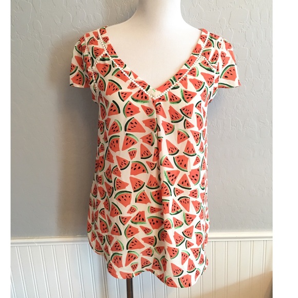 Anthropologie Tops - Maeve Anthropologie Picnic Days Watermelon Top 6